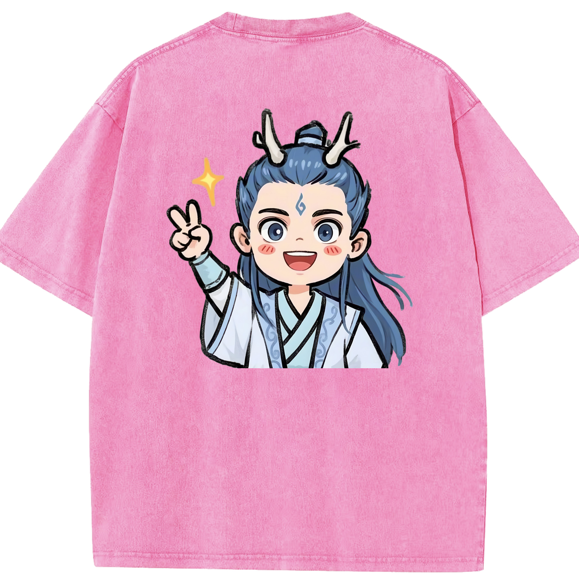 （画像用） Ne Zha 2 ナタ 魔童の大暴れ 綿100% ヴィンテージ風 半袖Tシャツ（背面プリント）